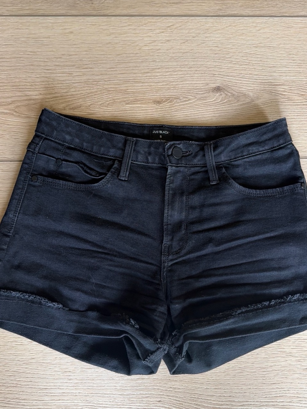 Just Black Black High-Rise Denim Shorts